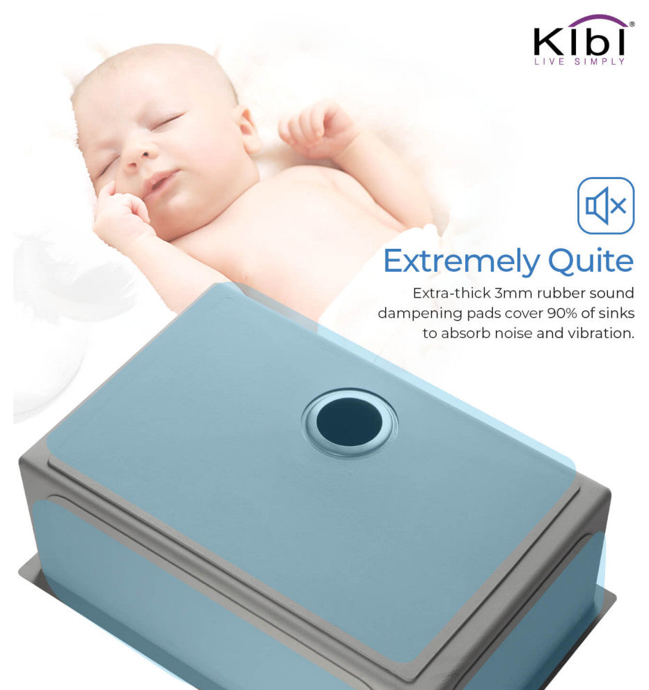 KIBI Handcrafted Undermount Single Bowl 16 gauge Stainless Steel Kitchen Sink, 3