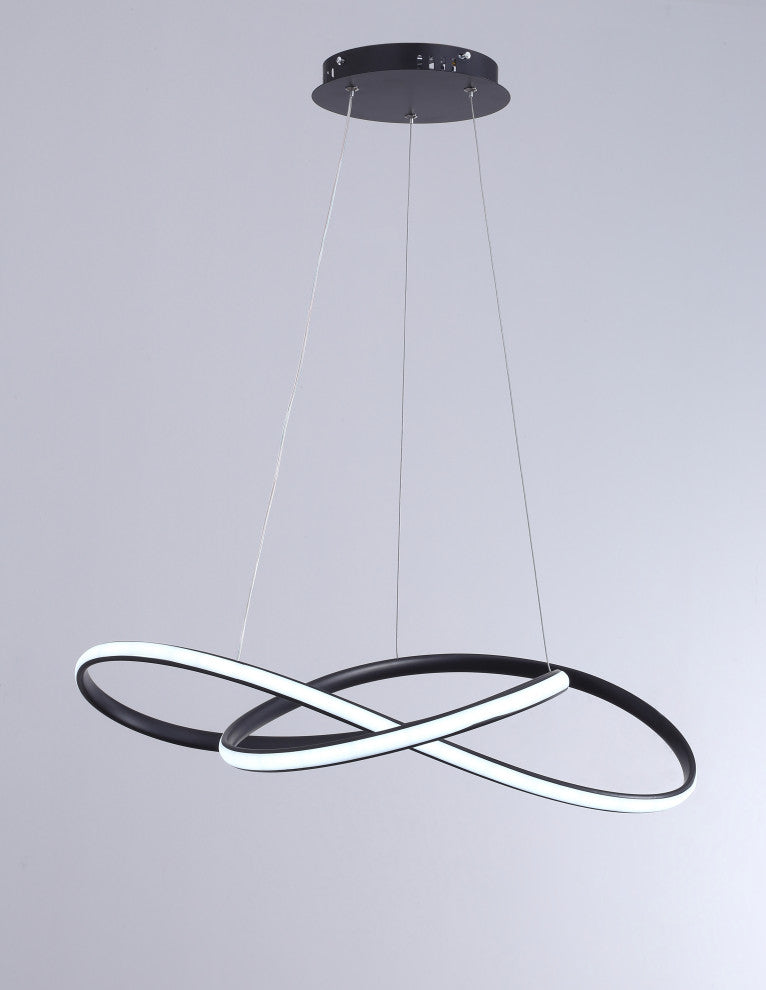 Modern 1-Light Wavy Line LED Pendant Light Linear Ceiling Light, Black