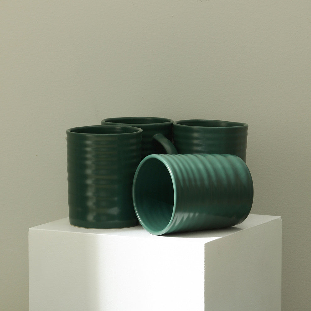 Stone Lain Orbit Stoneware 16-Piece Dinnerware Set, With Mugs, Green