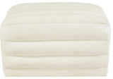 Vega Upholstered Ottoman, Cream, Vegan Leather
