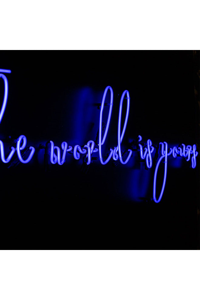 Framed Blue Neon Artwork | Andrew Martin World Is Yours, Large