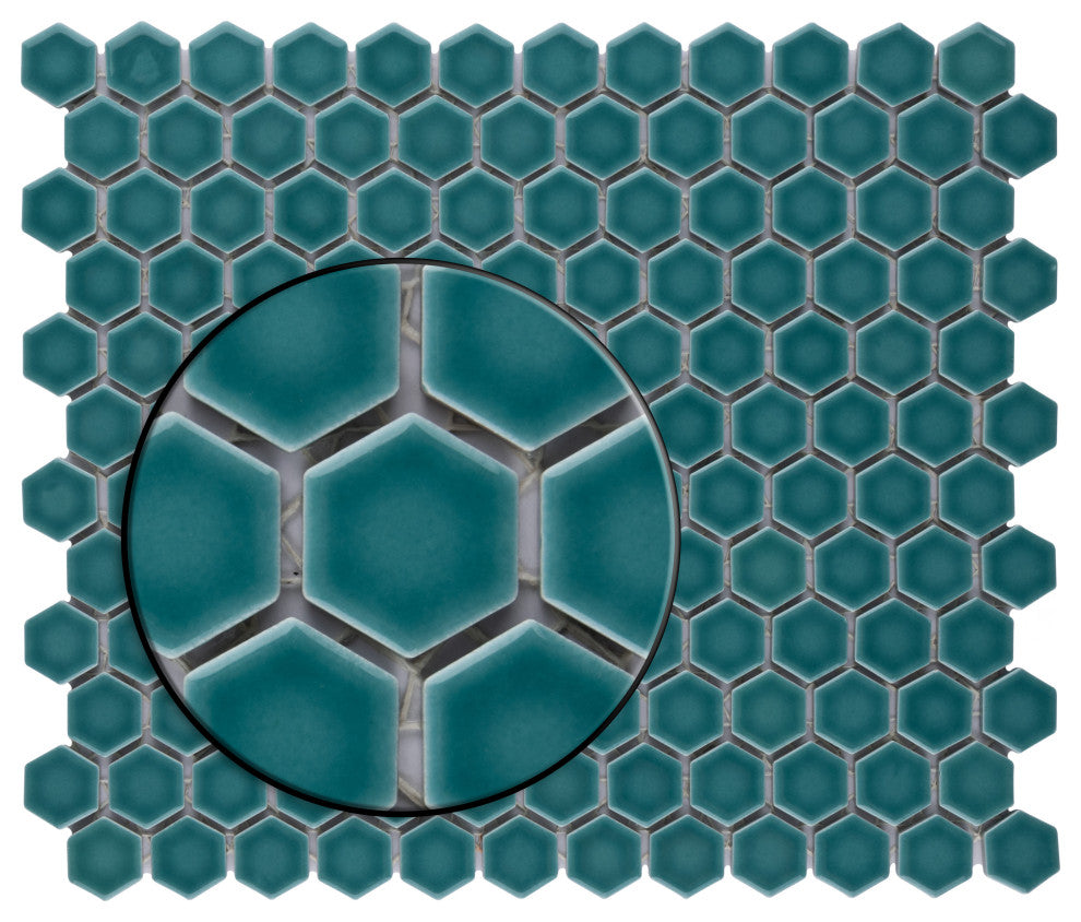 Tribeca 1" Hex Jade Porcelain Floor and Wall Tile