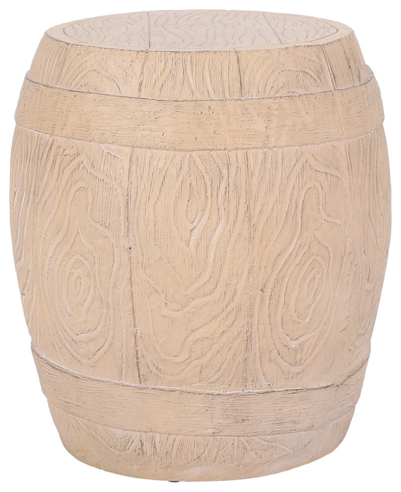 Durette Outdoor Lightweight Concrete Side Table, Natural Wood