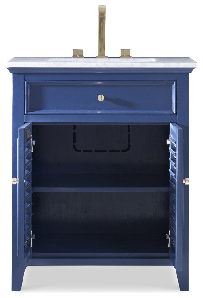 Ambella Home Collection - Louvered Medium Sink Chest - Cadet Blue - 7590-110-221