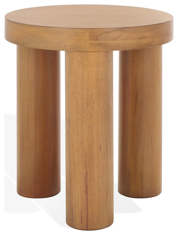 Safavieh Couture Bary Round 3 Leg Wood Accent Table, Natural