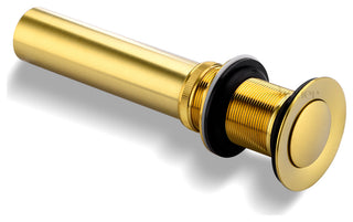 1-1/2" Push Pop-Up Drain Stopper for Sink, Brushed Gold, Without Overflow