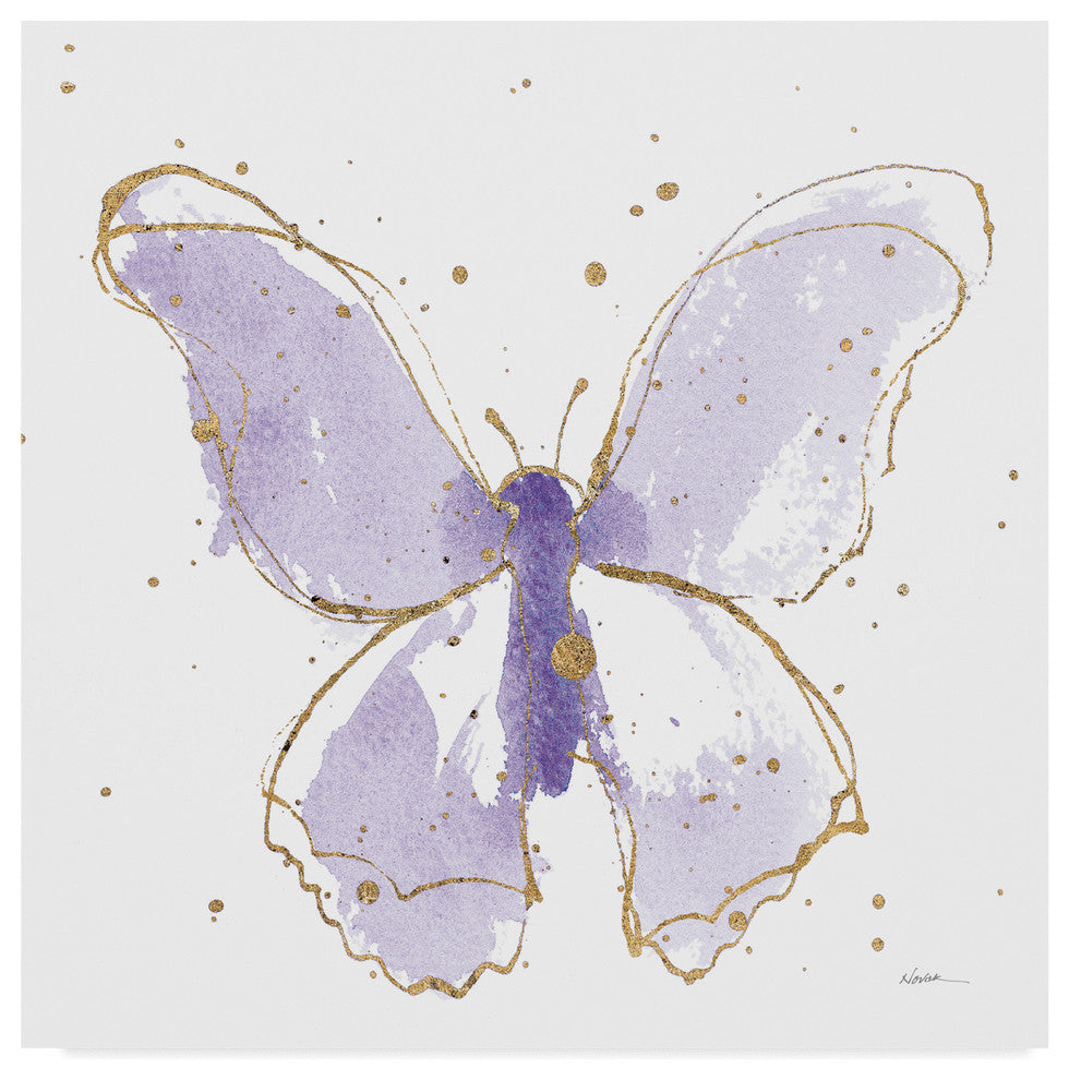 Shirley Novak 'Gilded Butterflies Ii Lavender' Canvas Art, 24"x24"