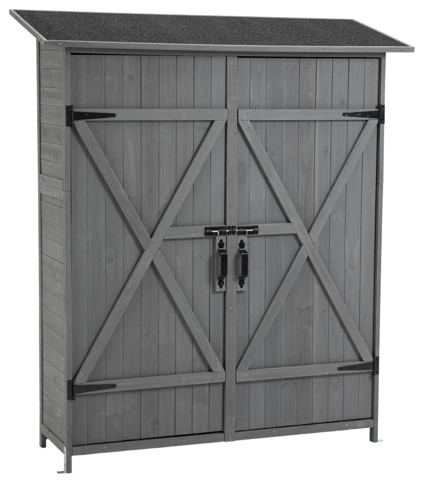 Outdoor Storage Shed With Lockable Door, Gray