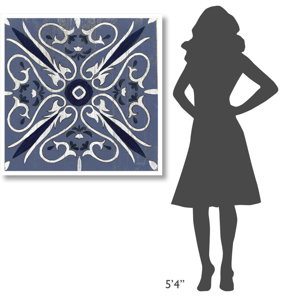 "Oxford I Indigo and Cream" Digital Paper Print by Silvia Vassileva, 38"x38"