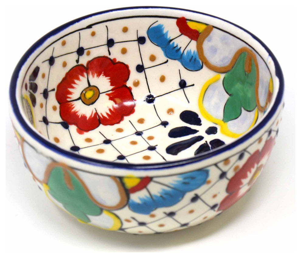 Half Moon Bowls, Dots and Flowers, Set of 2
