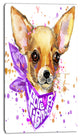 Cute Puppy Dog with Neck Shawl, Contemporary Animal Art Canvas, 16"x32"