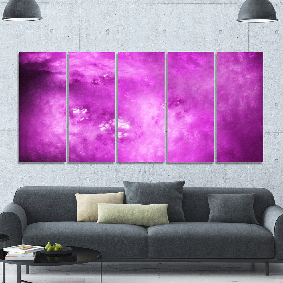 Bright Purple Sky with Stars, Abstract Canvas Art Print, 60"x28", 5 Panels