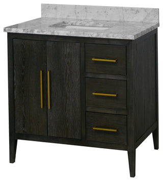Parisian 36" Bathroom Vanity, Dark Oak, Carrara Marble