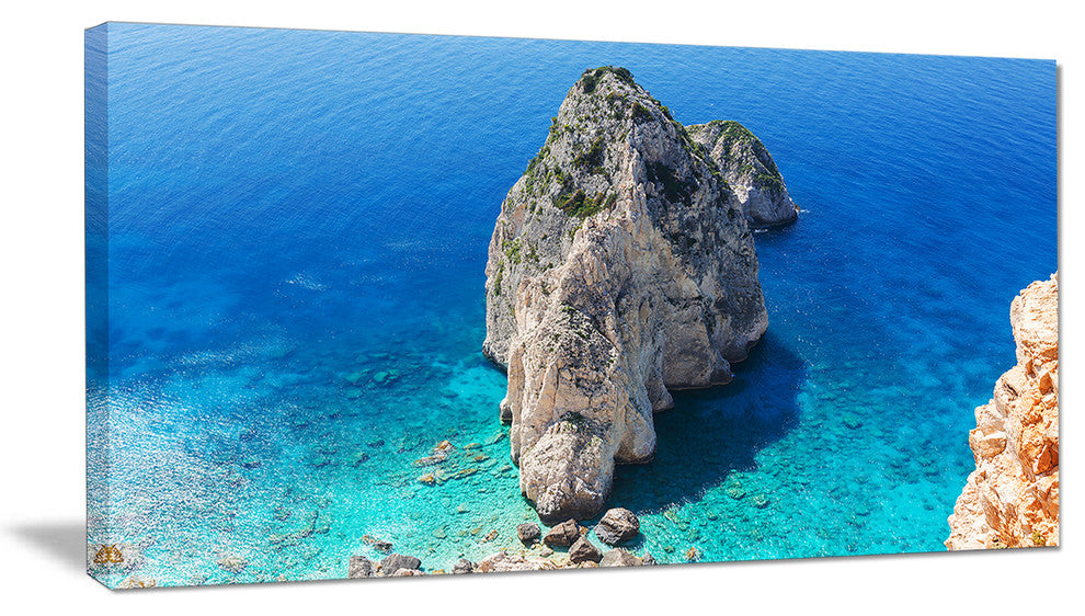 "Zakynthos Beautiful Rocky Coast" Seashore Canvas Art, 40"x20"