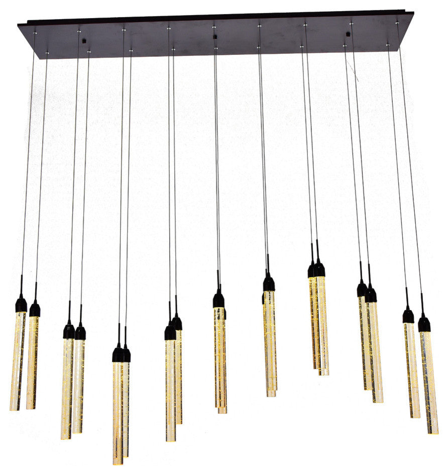 Champagne Bubble Crystal Rod Light Fixture, Dark Brown Hardware