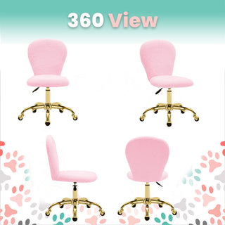 Critter Sitters Emmy Faux Fur Swivel Office Chair, Pink/Gold