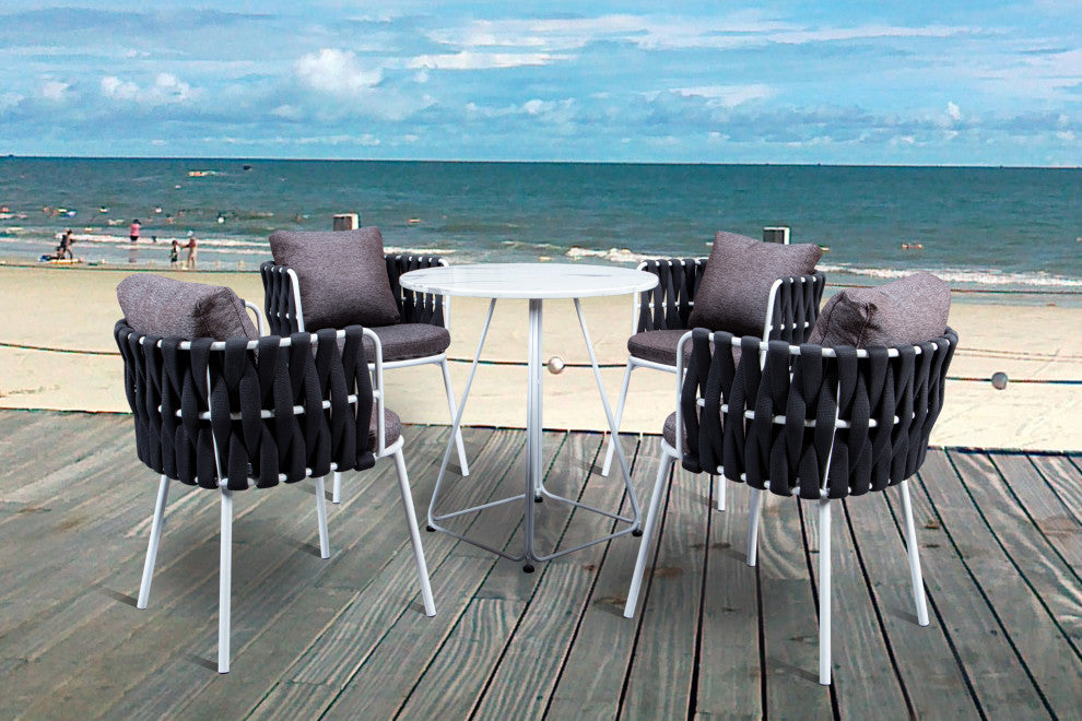 Spencer 27.56" Outdoor Bistro Table With White Marble Top