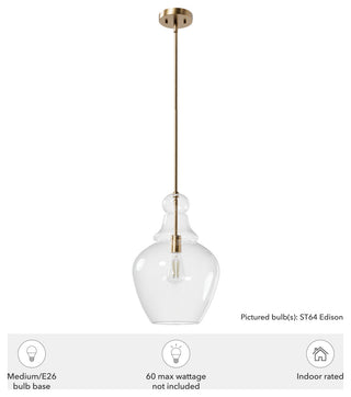 Hunter Maple Park Alturas Gold With Clear Glass 1 Light Pendant Light Fixture