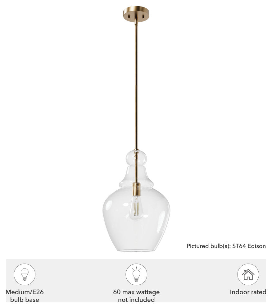 Hunter Maple Park Alturas Gold With Clear Glass 1 Light Pendant Light Fixture