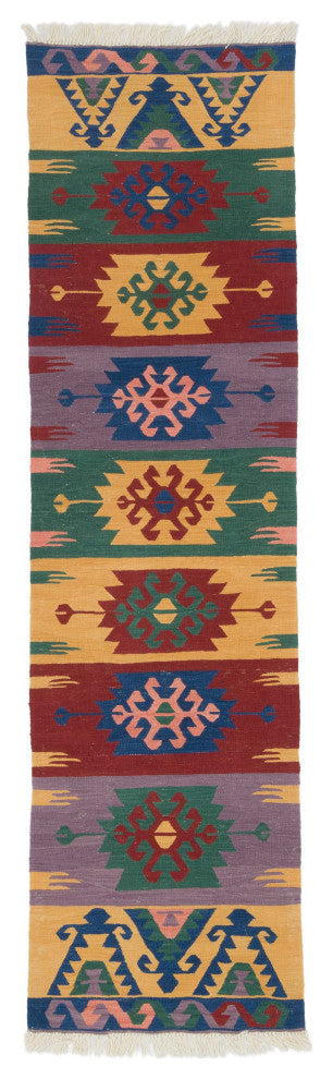 New Handwoven Turkish Kilim Rug 2' 10" x 10' 2", 34 in. x 122 in.