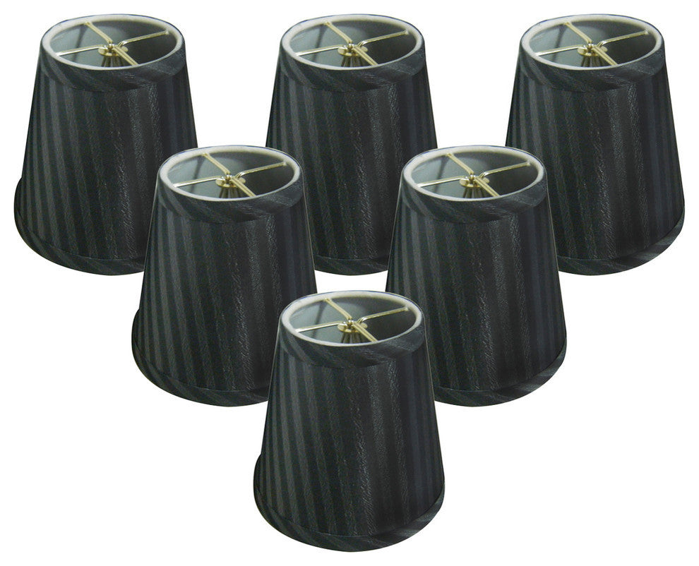 Silver Striped Modified Bell Chandelier Shade, 3"x5"x4.5", Set of 6