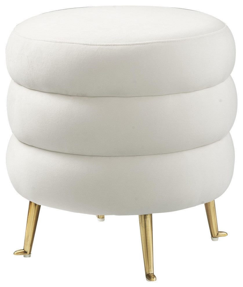 Ladder Cream Velvet Ottoman