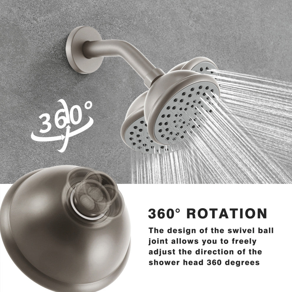 Brushed Nickel 6 Inch Shower Faucet with Tub Spout Combo