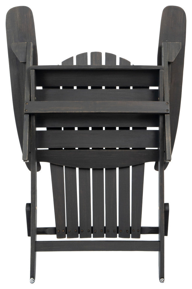 GDF Studio Hillary Dark Gray Acacia Wood Folding Adirondack Chair, Single