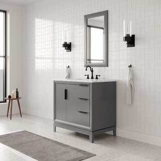 Elizabeth 36" Single Sink Carrara White Marble Vanity, Cashmere Gray
