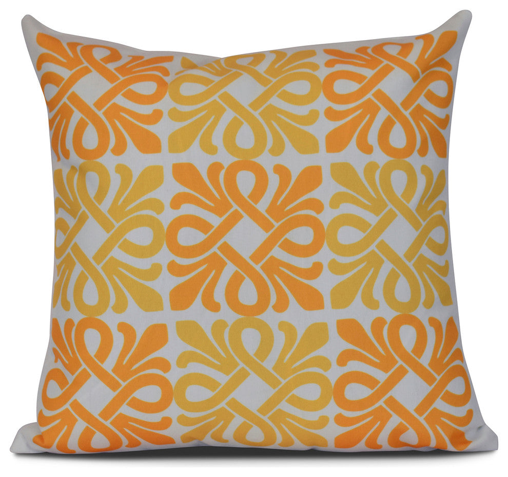 Yellow Tiki Square, Geometric Print Pillow, 16"x16"