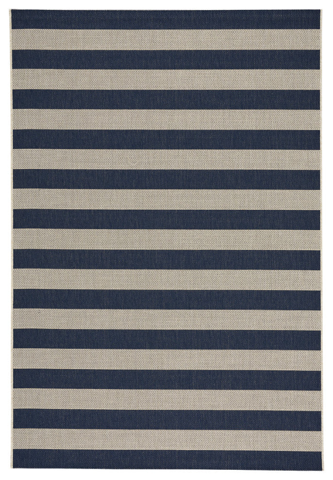 Capel Elsinore-Stripe Midnight Blue 4730_475 Machine Woven Rugs - 5' 3" X 7' 6"