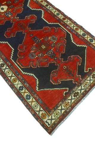Fine Vintage Distressed Ruben Red/Navy Runner, 3'5 x 9'7