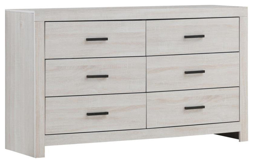 6 Drawers Wood Dresser, Coastal White
