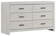 6 Drawers Wood Dresser, Coastal White