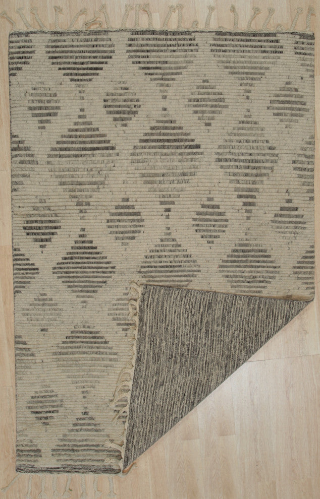 Hand-Knotted Wool Beige Transitional Modern Modern Knot Rug, 5'6x7'6