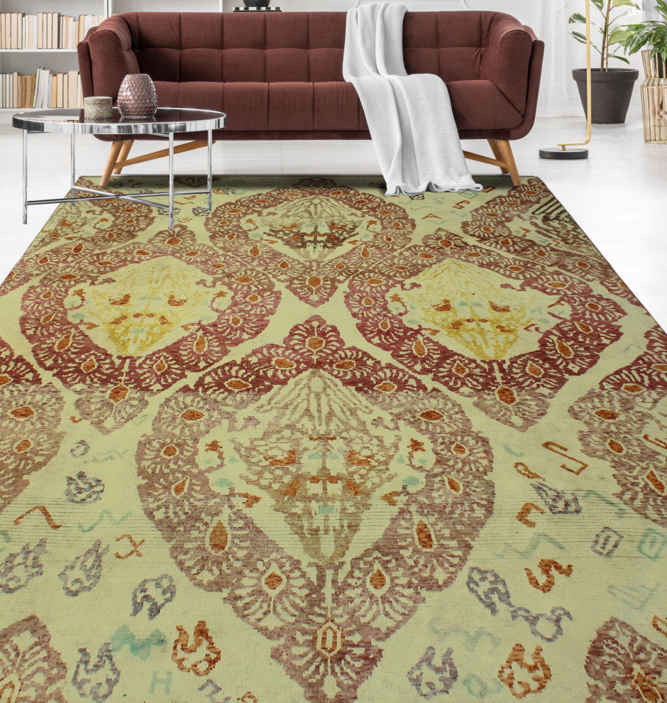 Balochi Okpara Ivory/Gold Rug, 9'7x12'9