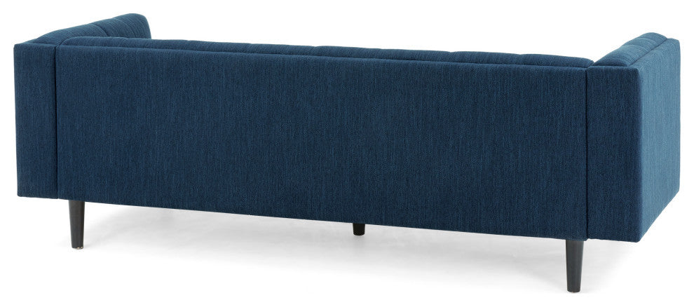 Plano Mid-Century Modern Tufted 3-Seater Sofa, Light Gray/Dark Brown, Navy Blue/Dark Brown