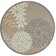 8' Round Gray And Ivory Round Floral Indoor Outdoor Area Rug