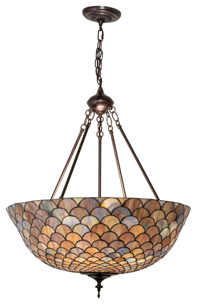 Meyda Lighting 230828 24" Wide Tiffany Fishscale Inverted Pendant