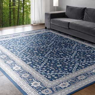 Beauregard Traditional Oriental Navy Rectangle Area Rug, 5'x7'