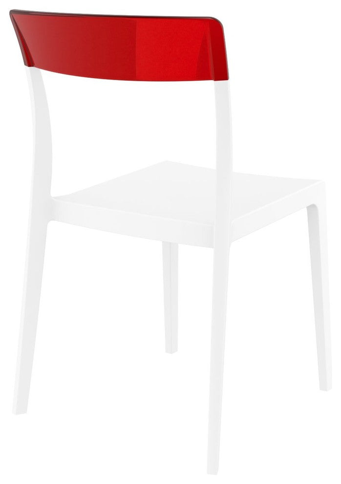 Flash Dining Chair, White Transparent, Red, Set of 2