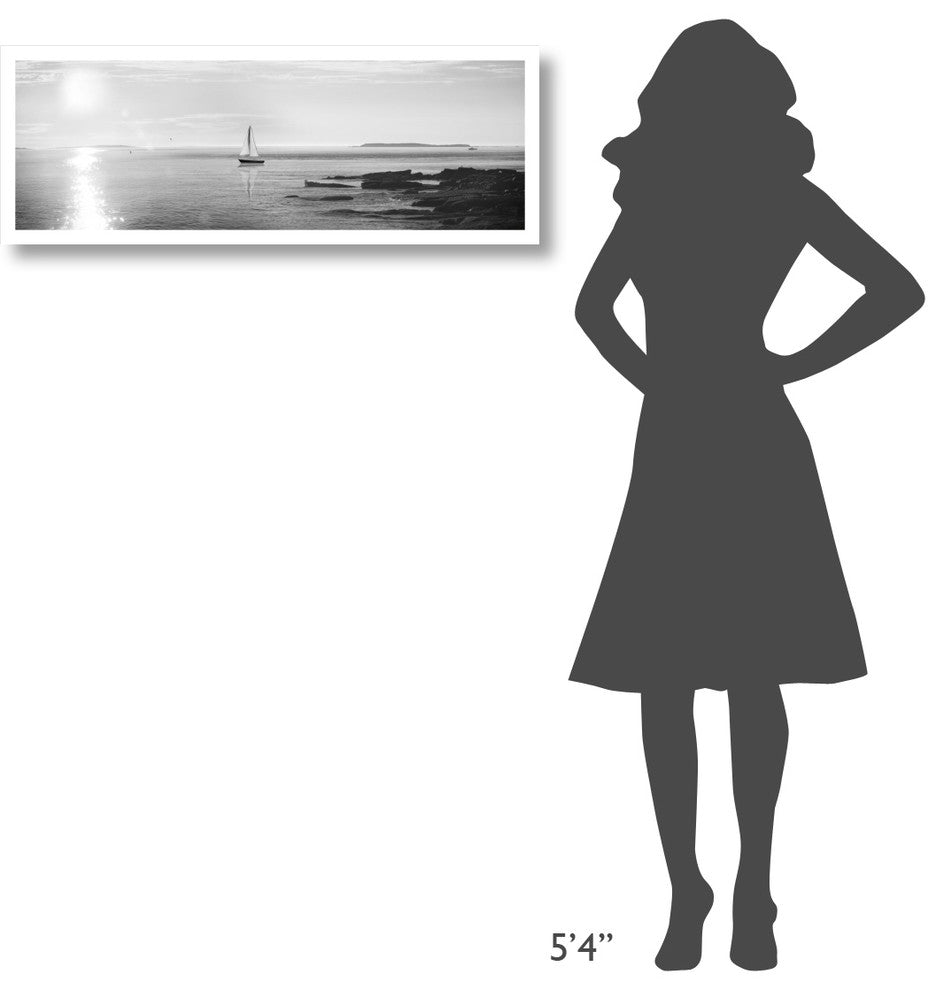 "Evening Sail Black and White" Digital Paper Print by Sue Schlabach, 38"x14"