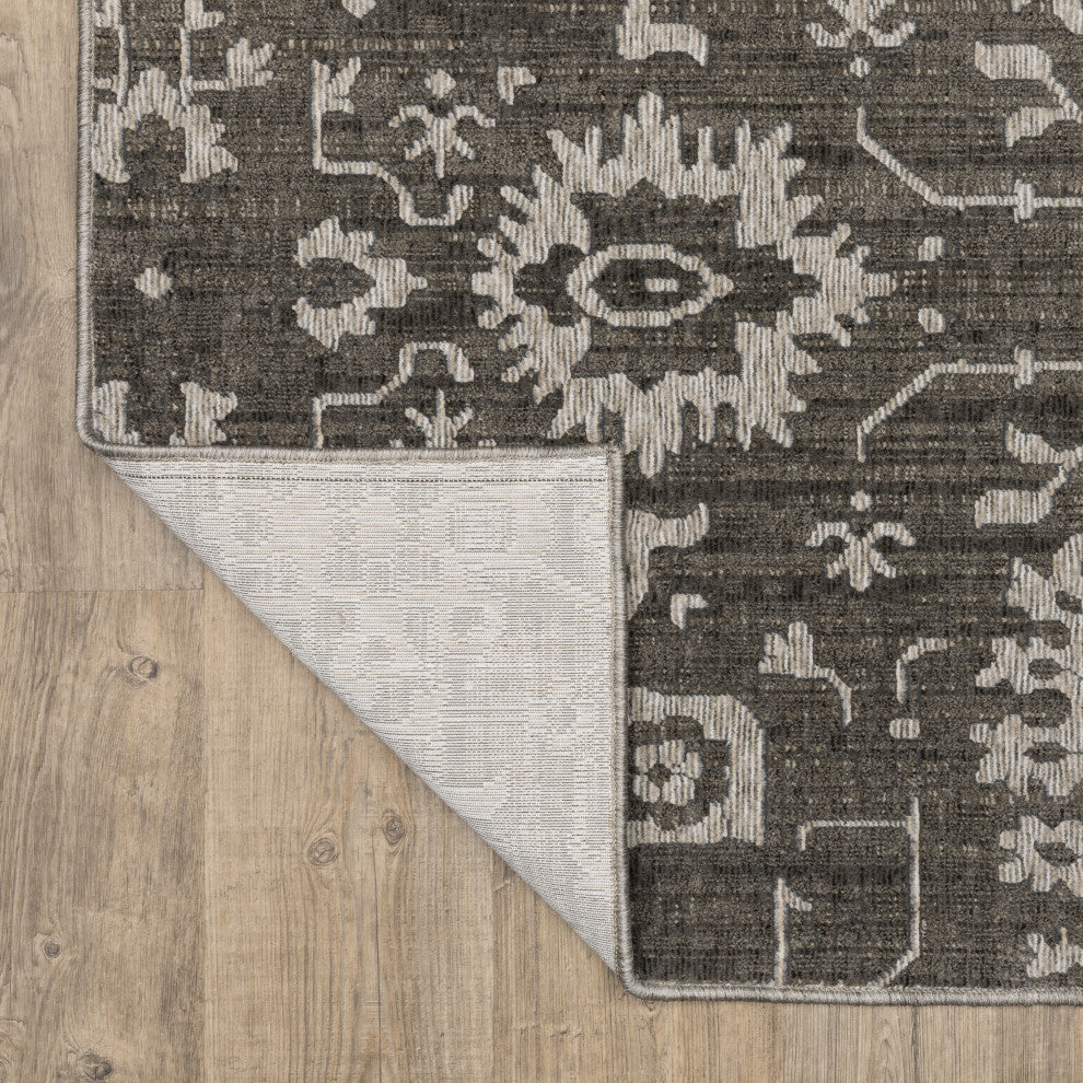 Iris Two-Tone Oriental Grey/ Light Grey Area Rug Runner