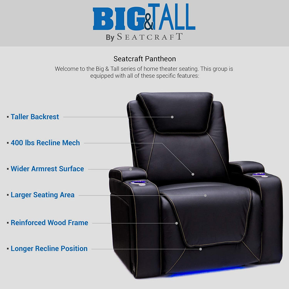 Seatcraft Pantheon Home Theater Seating, Black, Row of 2