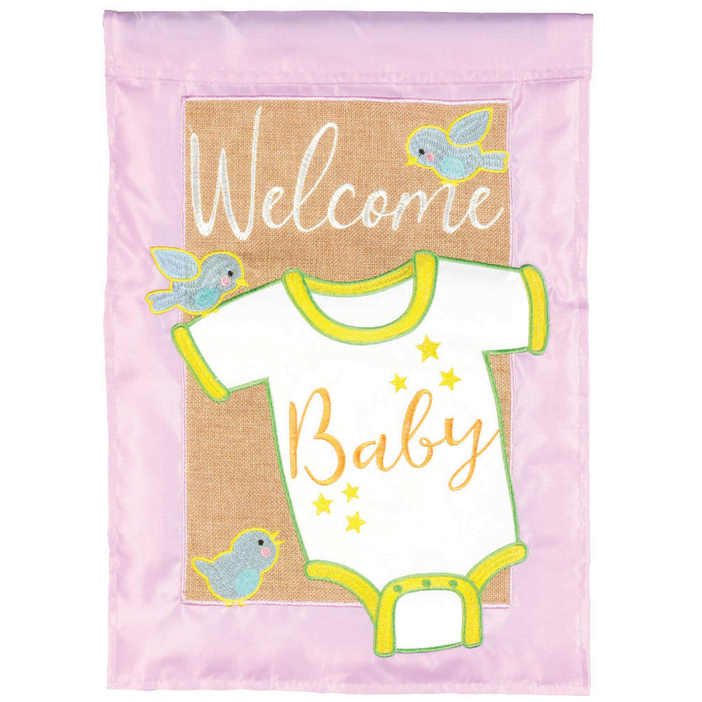 Flag Welcome Baby Burlap Polyester 29x42
