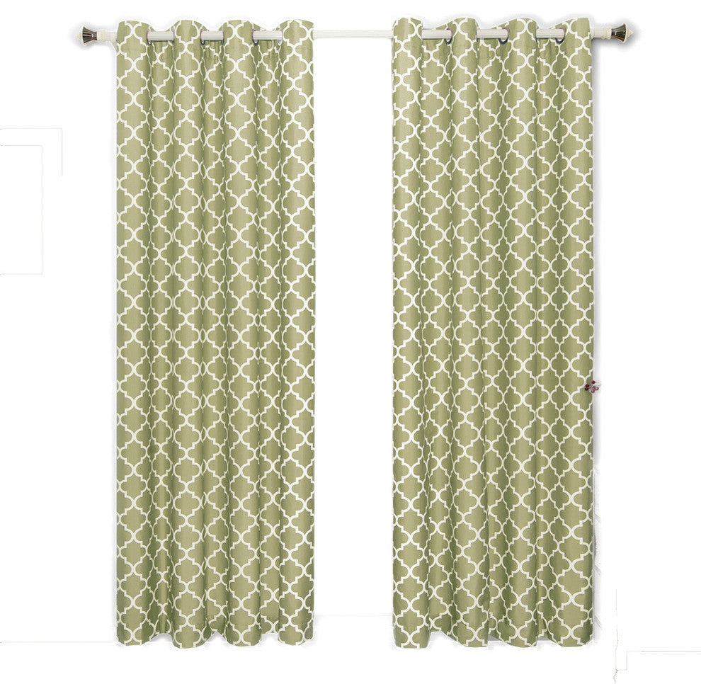 Meridian Room Darkening Grommet Panels, 2PC, Green, 104"x63"