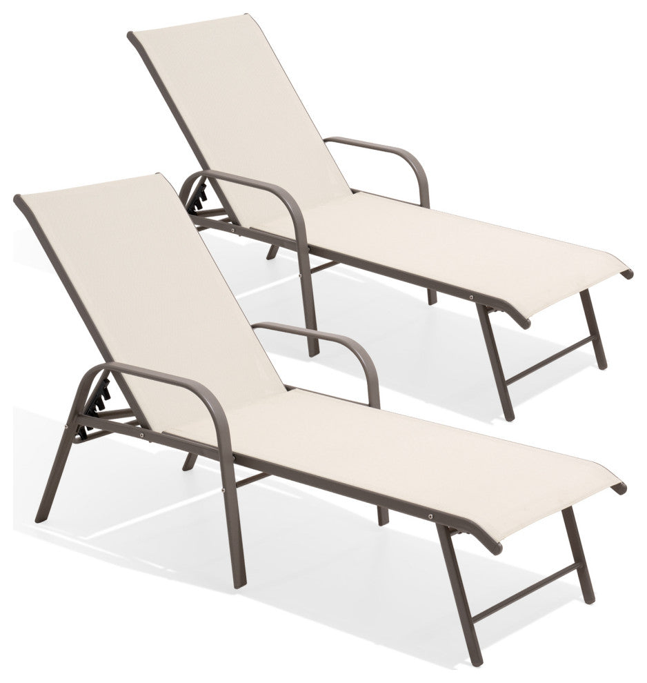 Aluminum Chaise Lounge Chair, Adjustable Outdoor Recliner, New Beige