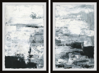 Black and White Smudges II Diptych, 48"x36"