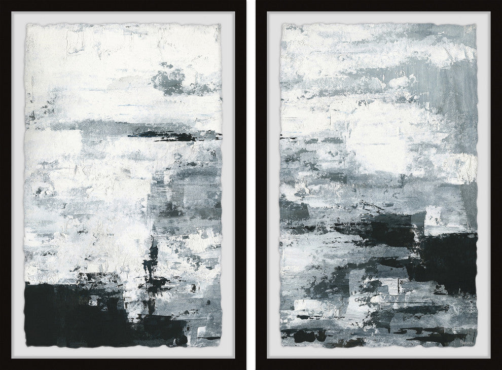 Black and White Smudges II Diptych, 48"x36"