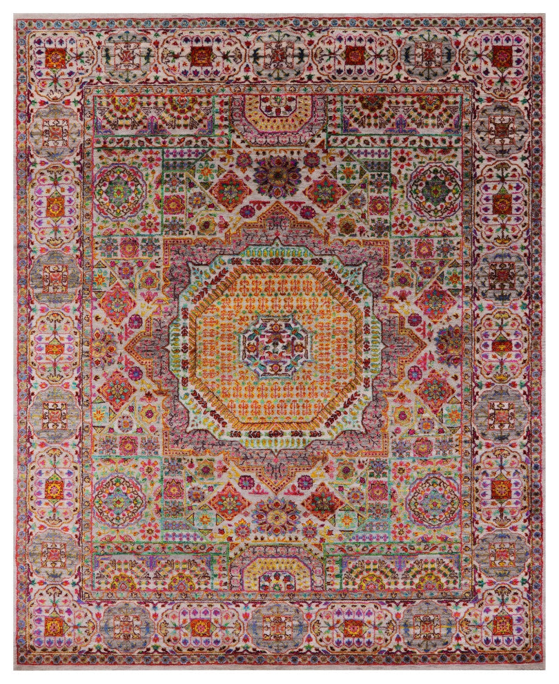 Wool & Silk Mamluk Handmade Rug 7' 9" X 9' 10" - Q13726
